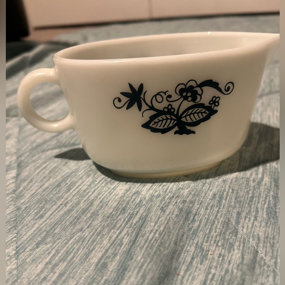 Vintage Old Town Blue Pyrex Creamer